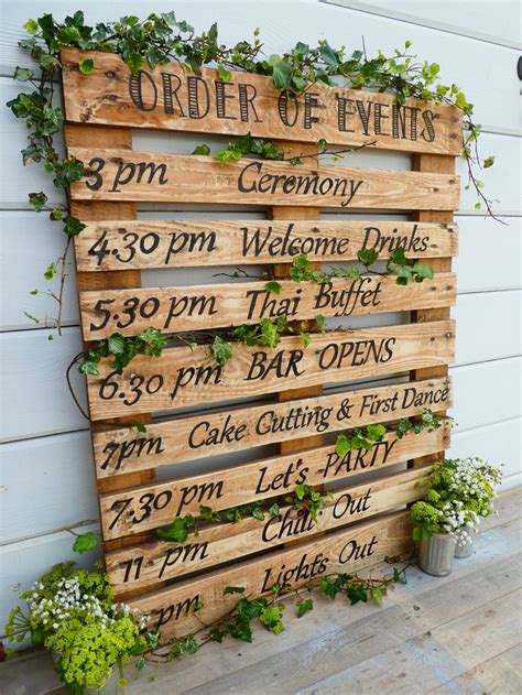 A Wooden Sign That Says Order Of Events