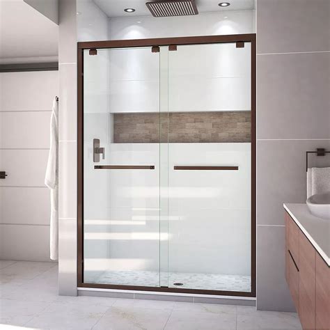 dreamline encore 54 inch x 76 inch frameless rectangular sliding shower door in glass with