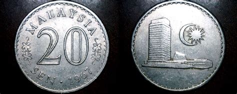 1967 Malaysian 20 Sen World Coin Malaysia For Sale