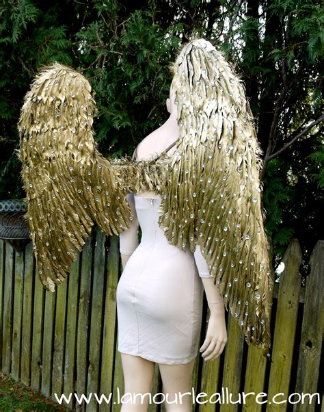 extra large rhinestone gold angel wings cosplay dance costume rave bra halloween burlesque show