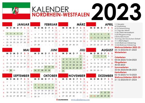 Kalender 2023 Nordrhein Westfalen Mit Ferien Feiertage