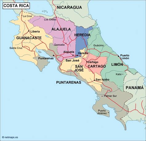 Costa Rica Political Map Eps Illustrator Map A Vector Eps Maps Sexiz Pix