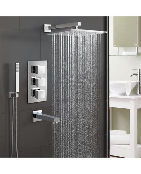 Olive Chrome Square 3 Way Concealed Thermostatic Shower Mixer Set