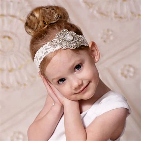 1pc Little Girl Handmade Beautiful Rhinestone And Pearl Kids Headband On