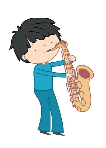 Boy Playing Saxaphone Illustrations Royalty Free Vector Graphics