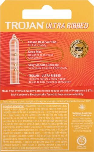 Trojan Ultra Ribbed Lubricated Latex Condoms Ct Kroger