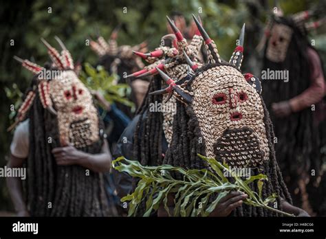 Men Of The Ethnic Group Of The Bamileke With Traditional Masks Dance