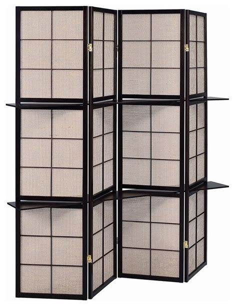 Coaster Transitional Wood Four Panels Folding Screen Room Divider In