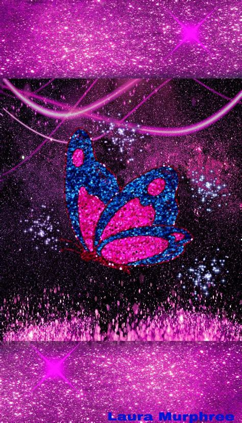 Glitter Sparkle Phone Wallpaper Butterfly Pink Blue