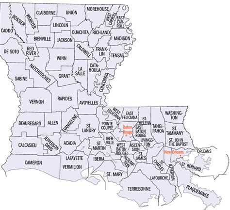 Current Louisiana State Map About Louisiana Louisiana Parish Map