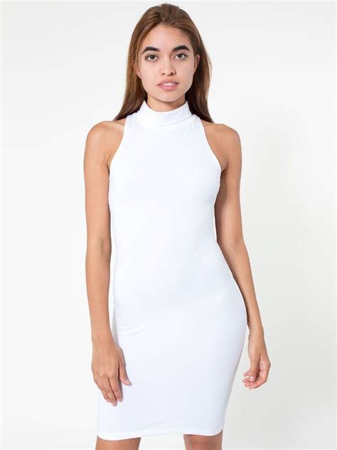 american apparel cotton spandex sleeveless jersey turtleneck dress