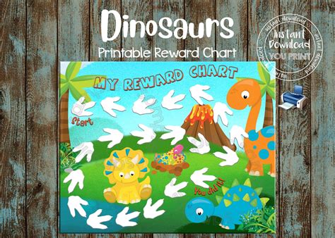 Printable Reward Chart Dinosaurs Reward Chart Dinosaurs Etsy Reward