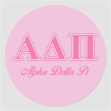 Alpha Delta Pi Pink Letters Classic Round Sticker Zazzle Alpha