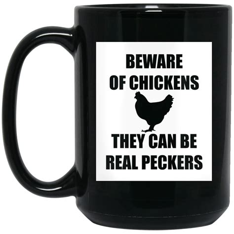 Funny Chicken Gifts - Beware Of Chicken 15 oz Large Black Mug | Mugs, Chicken gifts, Chicken humor