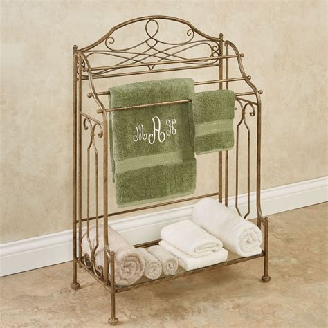 Picture above is a light brown stain. Abbianna Bath Towel Rack Floor Stand