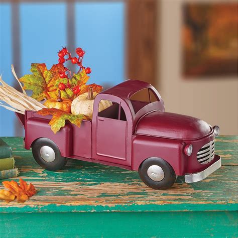 Vintage Metal Harvest Pumpkin Pickup Truck Decoration | Collections Etc. | Collections etc, Red ...