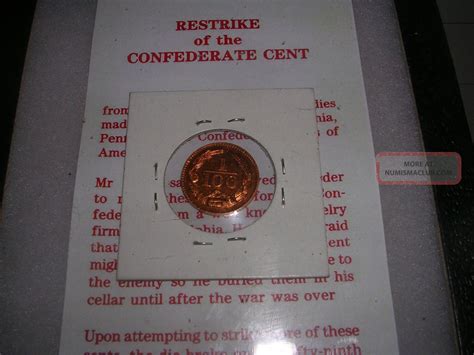 Unique 1861 Civil War Confederate One Cent 1100 Copper Restrike