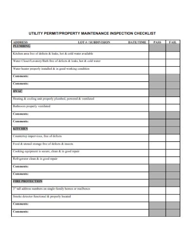 Printable Plumbing Inspection Checklist Form Printable Forms Free Online
