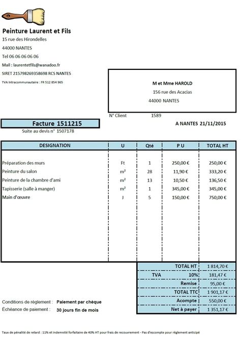 En cas de prestation supplémentaire, non prévue dans le devis initial, vous devrez établir un avenant à ce devis. Sample Excel Templates: Modele Facture Excel Auto Entrepreneur