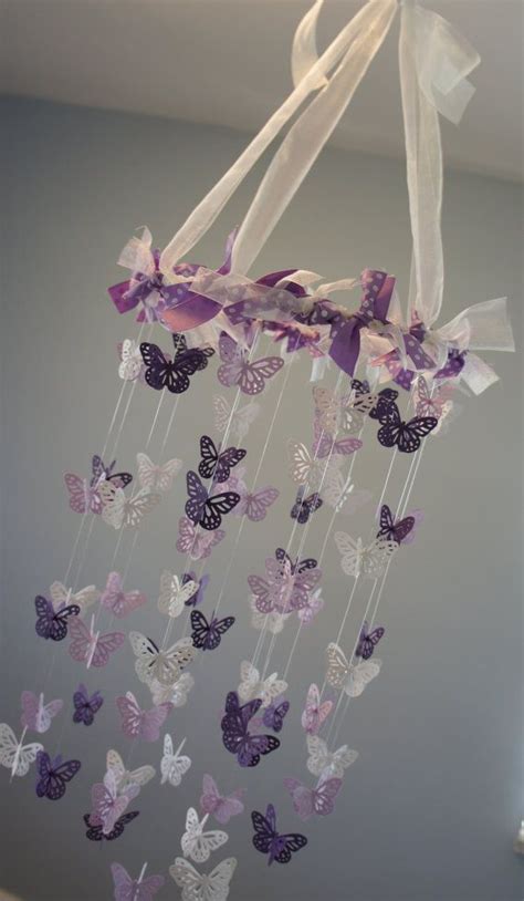 Butterfly Nursery Mobile Purple Lavender And White Nursery Mobile