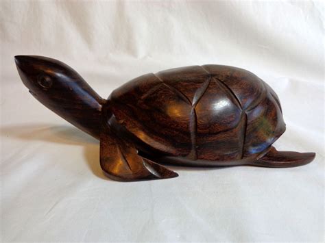 Hand Carved Wood Turtle Sculpture Ironwood Tortoise Figurine Turtle