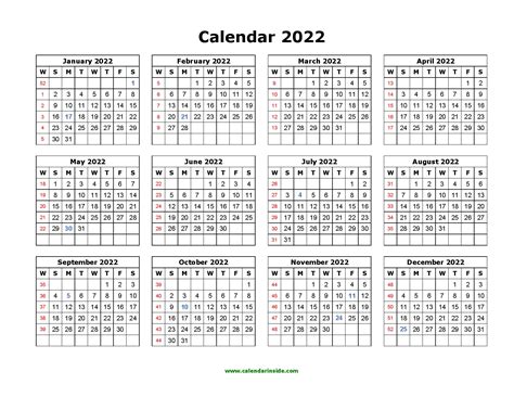 Select the orientation, year, paper size, the. 2022 Printable Calendar Yearly Templates - PDF, Word, Excel