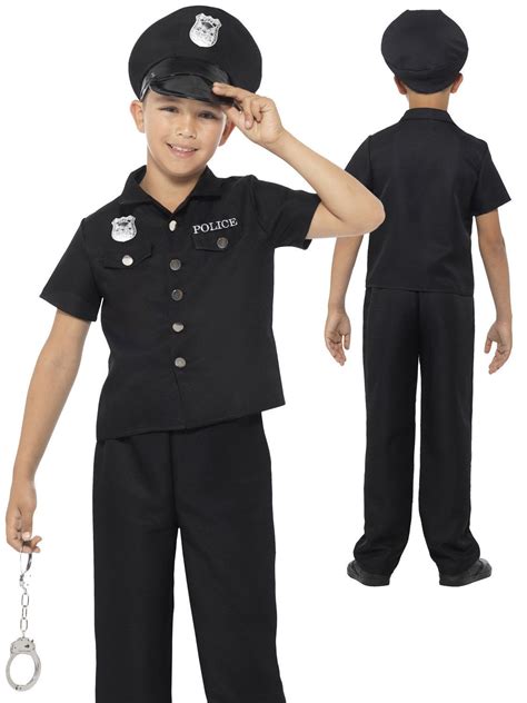 Hat Boys Fancy Dress American Cop Uniform Kids Childs Costume Police