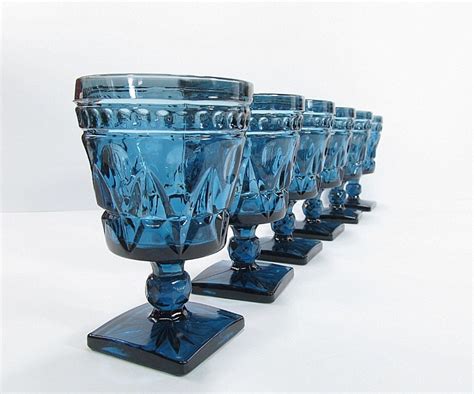 Vintage Blue Water Glasses Goblets