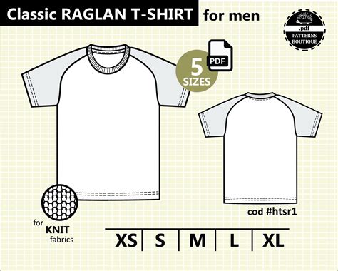 Raglan T Shirt For Men Pdf Sewing Pattern 5 Sizes Xs To Xl