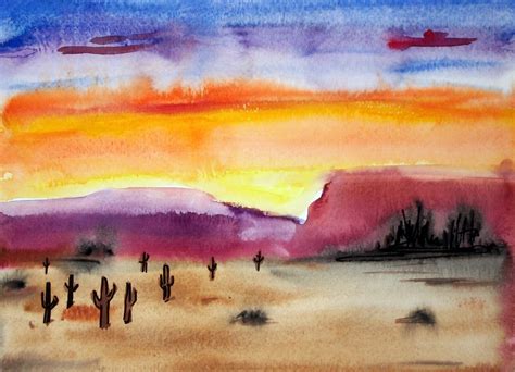 Amy Boucher Pye Watercolor Wednesday Desert Sunset