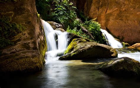 Hd Wallpaper Waterfall Rocks Stones Moss Forest Jungle River Hd