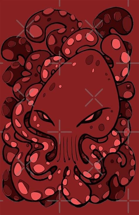 Evil Octopus Squid Kraken Cthulhu Sea Creature Chile Oil Red By