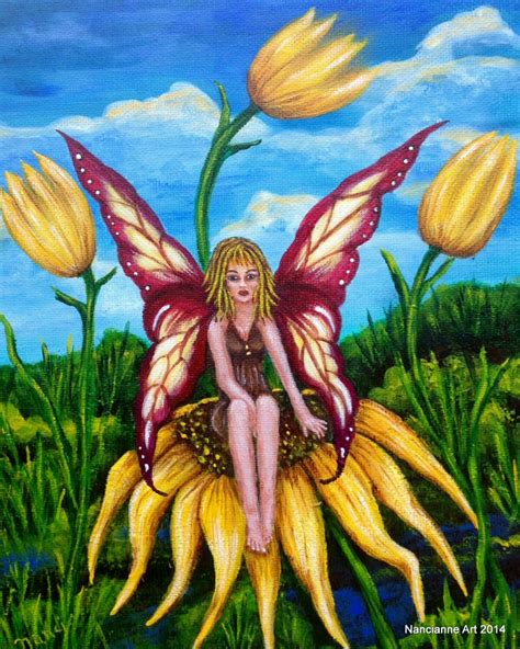 Fairy Art Fantasy Flower Fairy Sunflower Summer Etsy