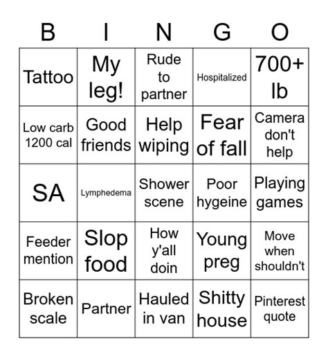 600 Lb Bingo Card