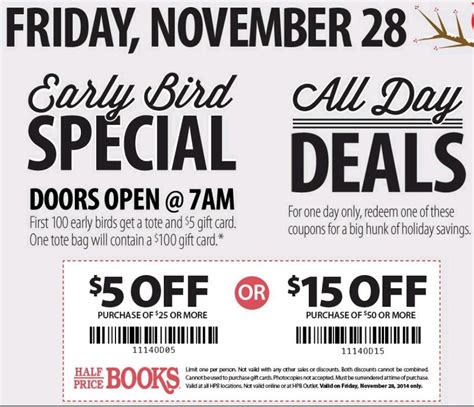 Saving with half price books coupons, promo codes 2021. Free $5 Gift Card and Tote at Half Price Books on Black Friday