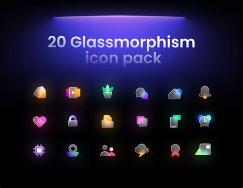 20 Glassmorphism Icon Figma