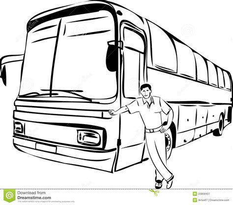 The outline looks a lot like a light bulb sitting on its head. Sketch Of A Man Near His Bus Driver Stock Vector ...