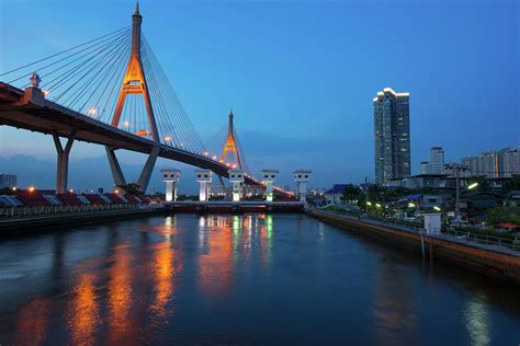 River Night In Bangkok Thailand By Tanatat Pongphibool Thailand