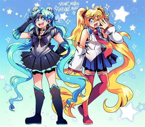 Hatsune Miku Tsukino Usagi And Sailor Moon Vocaloid And 1 More