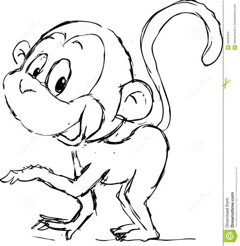 Sketch Cute Monkey Vector Illustration Stock Vector