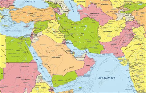 Digital Political Map Middle East 633 The World Of
