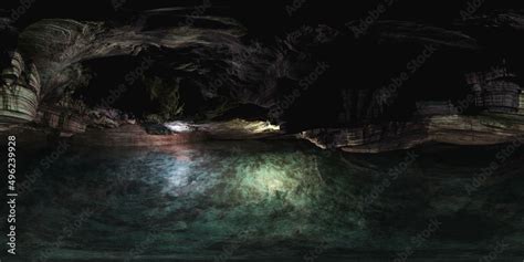 Underground Lake Cave Grotto Hdri Environment Map Round Panorama