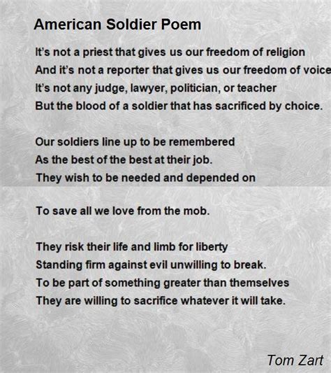 It has been said truthfully that it is the soldier, not the reporter, who has given. American Soldier Poem Poem by Tom Zart - Poem Hunter