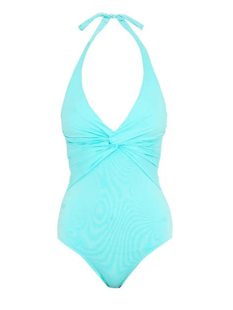 Melissa Odabash Zanzibar Halterneck Swimsuit In Light Blue Blue Lyst