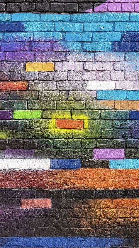 Download Wallpaper 938x1668 Wall Brick Colorful Paint Street Art