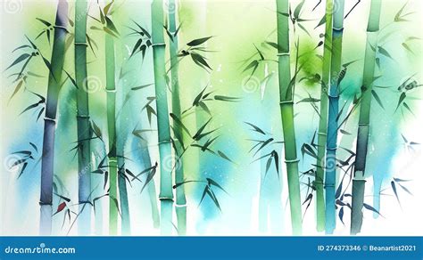 Bamboo Watercolor Background Stock Illustration Illustration Of Grove