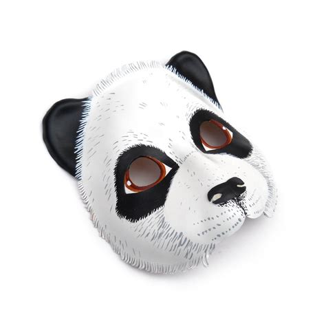 Giant Panda Bear Leather Mask Halloween Costume Black White