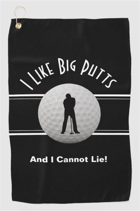 I Like Big Putts Golf Humor Funny Black Modern Golf Towel