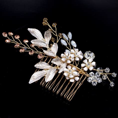 Elegant Wedding Hair Combs For Bride Crystal Rhinestones Flower Women