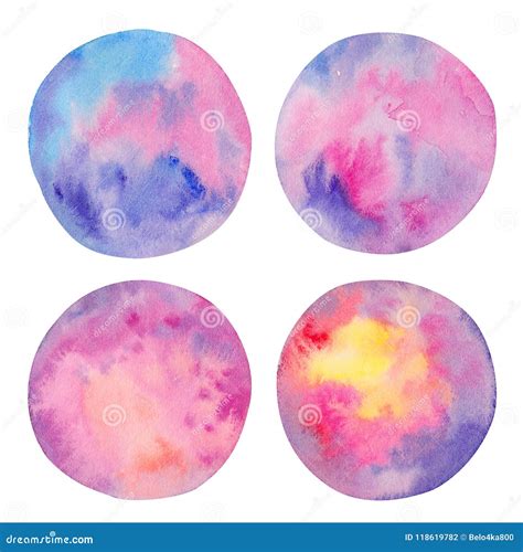 Abstract Watercolor Set Of Colorful Circles Isolated On White